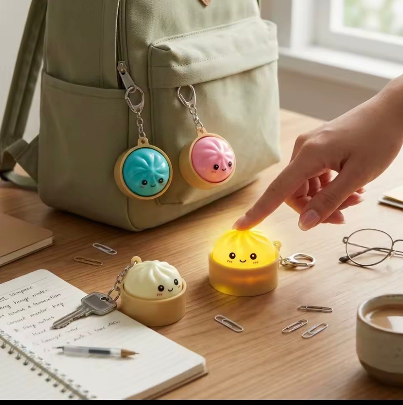 Chaveiro pãozinho Mini Bao com Luz - Amarelo — foto 2 de 3