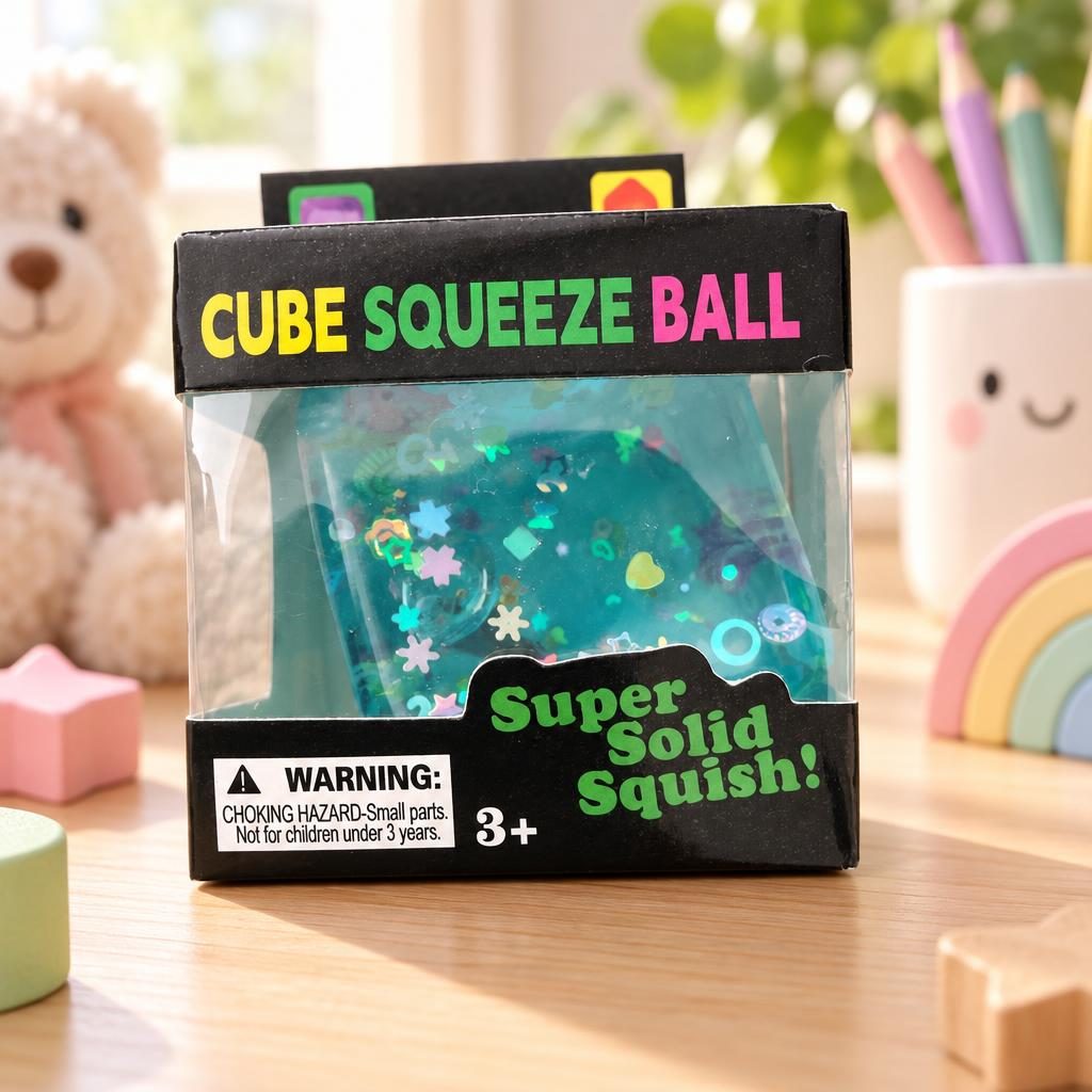 Squishy Cubo Azul-Turquesa com Glitter — foto 1 de 1