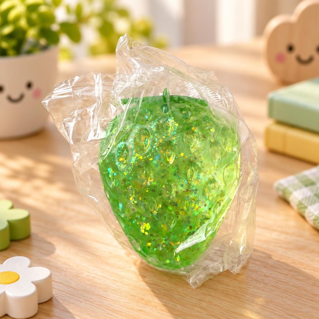Squishy Morango Verde Transparente com Glitter — foto 1 de 1