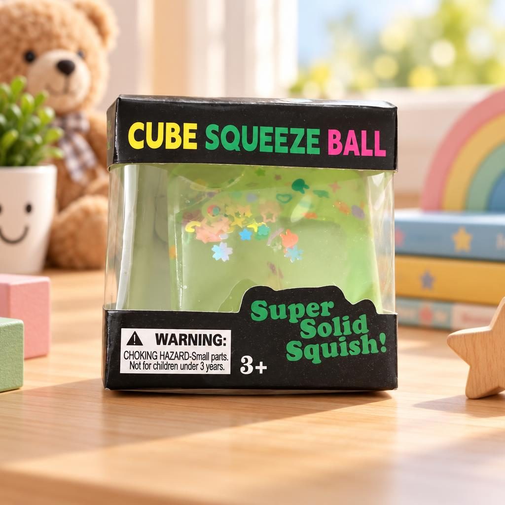 Squishy Cubo Verde Transparente com Glitter — foto 1 de 1