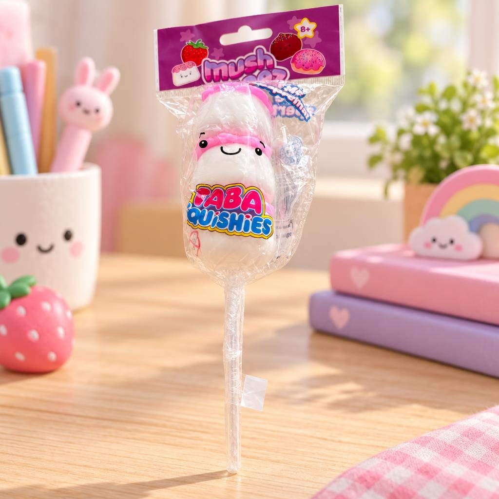 Squishy Espetinho de Marshmallow Branco e Rosa — foto 1 de 1