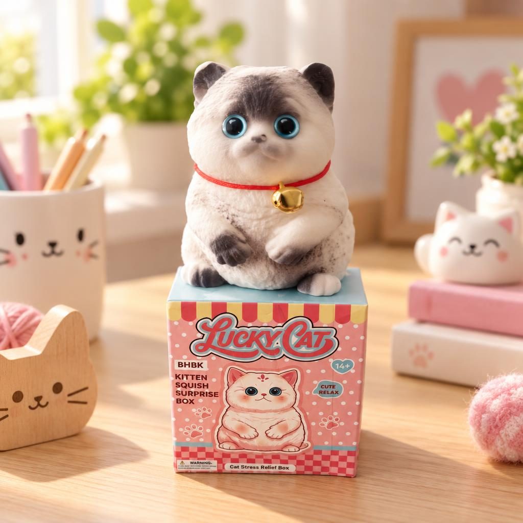 Squishy Gatinho Gordinho Cinza e Branco com Sininho — foto 1 de 1
