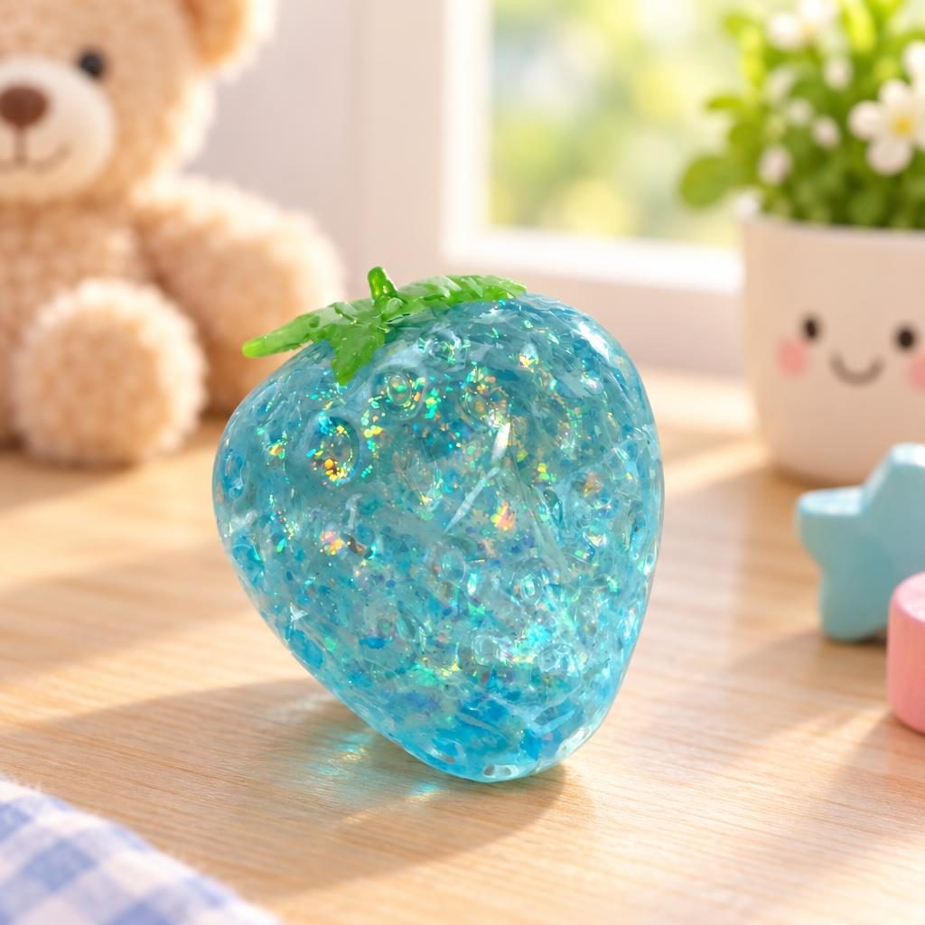 Squishy Morango Azul Transparente com Glitter — foto 1 de 1